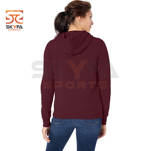 Custom backwoods 100% fleece women brushed back reverse fleece hoodies with contrast stitch women hoodie pullover - Product Image 5