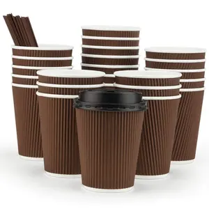 MyMoonPie, 12 унций, горячая питьевая Экологически чистая кружка для кофе из черной бумаги, чашка, одноразовая кофейная чашка