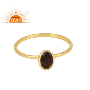 Smoky <b>Quartz</b> Gemstone <b>Ring</b> Jewelry 18k Gold Plated 925 Silver Women's <b>Rings</b> Jewelry Manufacturer - Product Image 1