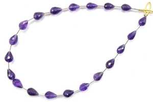 ลูกปัดทรงหยดน้ำตาแบบเหลี่ยม20ชิ้นอัญมณีอเมทิสต์ธรรมชาติสีฟ้า1เส้น - Product Image 5