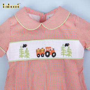 Vêtements pour garçons de luxe faits main en coton/élasthanne, style smocké, OEM/ODM, sur mesure, collection automne, vente en gros - BB2787 - Product Image 4