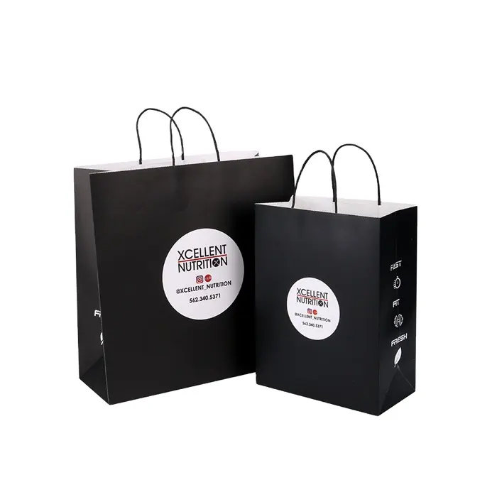 Оптовая продажа, экологически чистый высококачественный Подарочный пакет из черной бумаги с индивидуальным дизайном