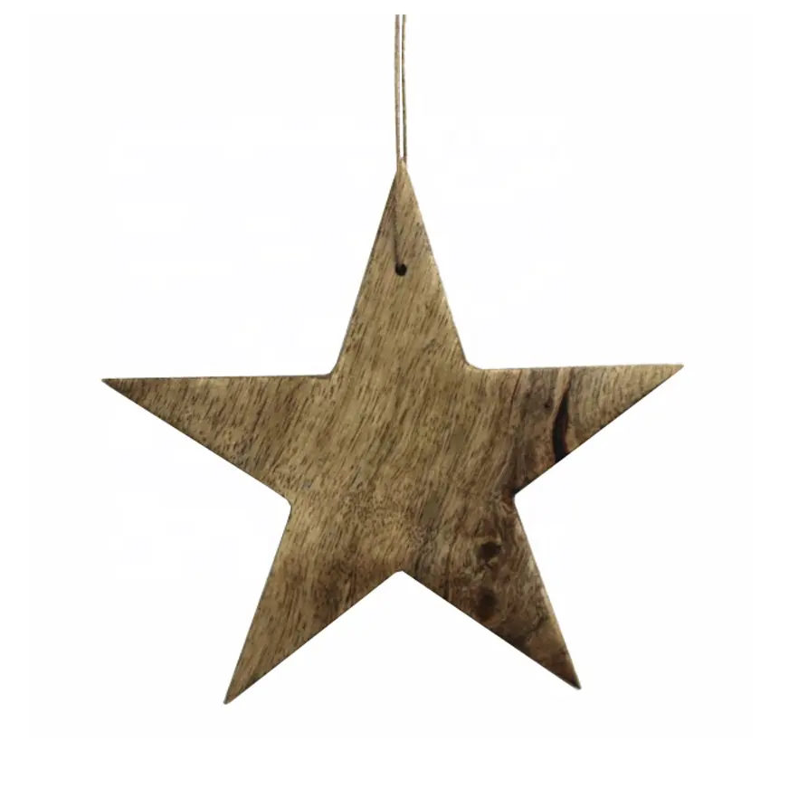 Christmas Decoration Natural Wooden Hanging Star for Christmas Tree Modern Design For Home Decor Customized