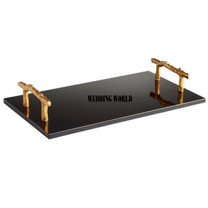 Ensemble de deux plateaux de service en marbre faits à la main, plateau design en forme de rectangle, plateau en marbre de haute qualité en gros - Product Image 4