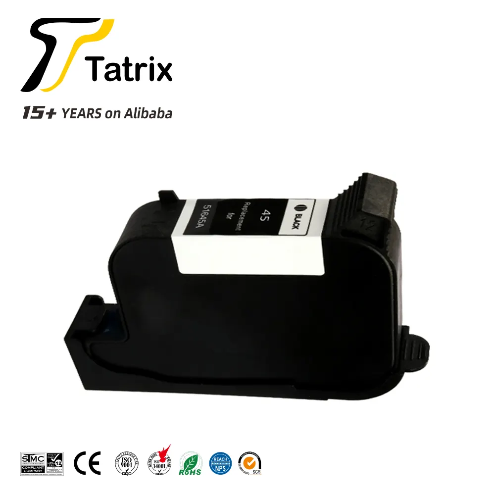 Tatrix hp45 cartridge tinta hp45 Inkjet Plotter diproduksi ulang tinta Inkjet hitam 51645A 45a untuk Deskjet 710c Printer