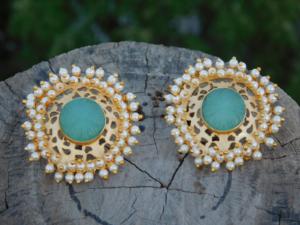 ต่างหูเม็ดเดี่ยวทำจากทองเหลืองชุบทองสำหรับเด็กผู้หญิงและผู้หญิงทันสมัยล่าสุด - Product Image 6