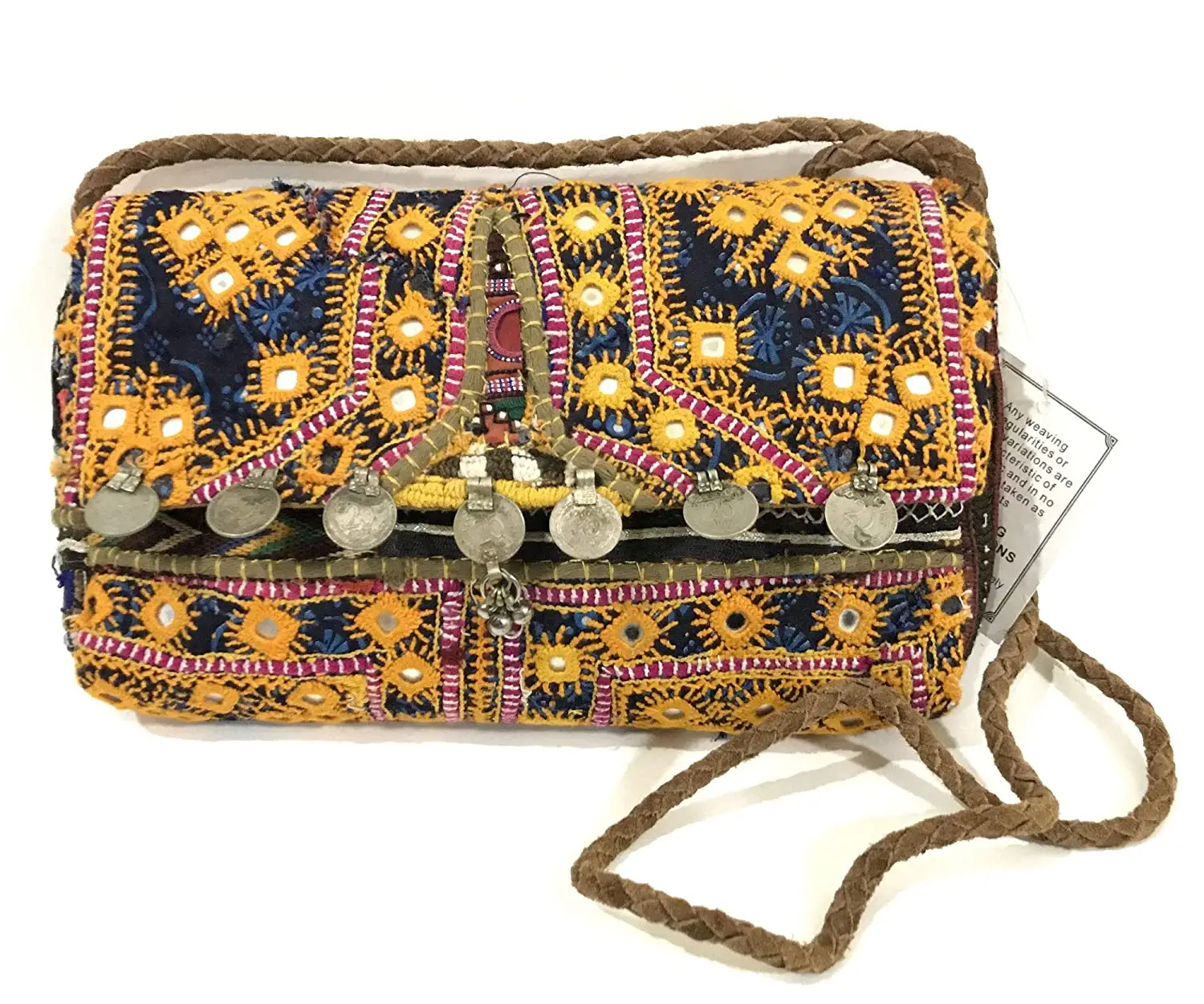 Boemian Tribal Vintage Banjara embrague afgano monedero mensajero Cruz cuerpo monedero Tribal indio Banjara embrague
