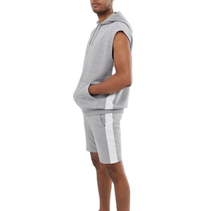 ชุดเสื้อฮู้ดและกางเกงขาสั้นแขนกุดสำหรับผู้ชาย,ชุดใส่ออกกำลังกายในฤดูร้อนพร้อมโลโก้ของคุณเอง - Product Image 1