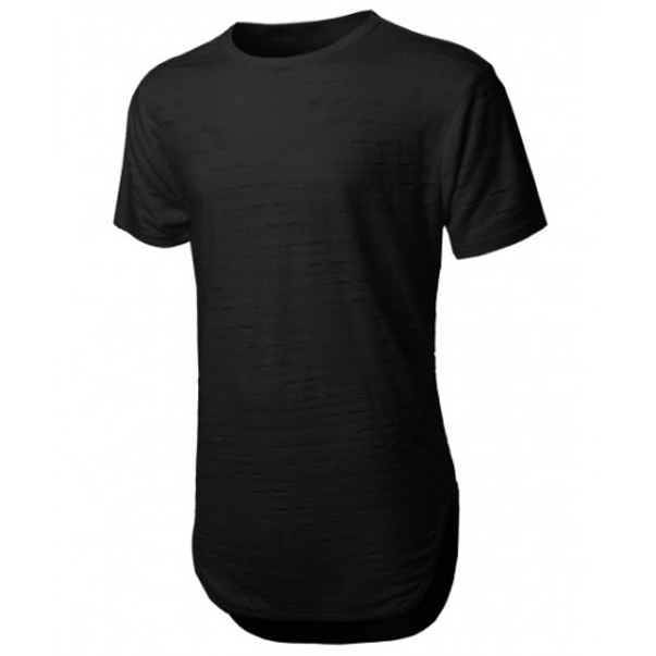 Allgline T-Shirt blanc surdimensionné pour hommes, haut surdimensionné à fond rond, long queue, col rond, T-Shirt à ourlet incurvé à longue ligne