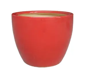 Vaso de cerâmica vermelho branco liso vitrificado da argila da argila