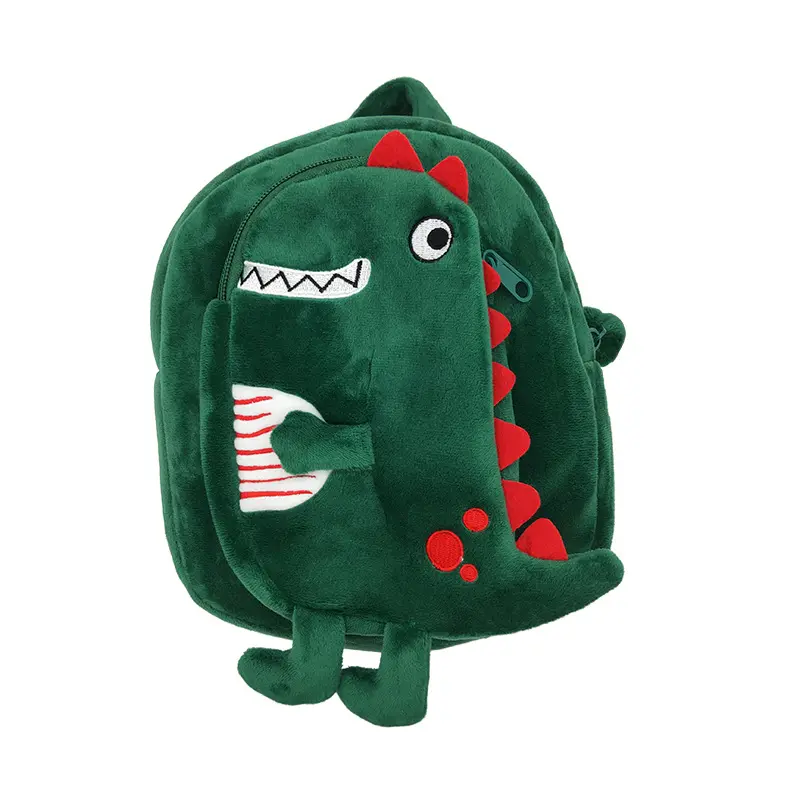 Лидер продаж Amazon, детские школьные сумки с мультяшным принтом, плюшевый рюкзак с зеленым динозавром