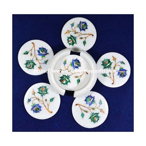 ชุดถาดรองแก้วลายหินอ่อนทำด้วยมือสำหรับส่งออก - Product Image 1