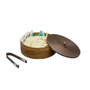 Boîte à chapati au design élégant avec couvercle en métal et pince, boîte à roti de qualité supérieure, forme ronde, taille personnalisée, boîte à roti en vrac - Product Image 4