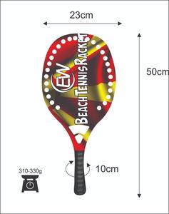 Raquettes de beach tennis avec face de 22 mm, poids de 320-340 g, longueur de 50 cm, poignée en fibre de carbone, filet en fibre de verre - Product Image 4