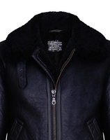 Abrigo de aviador de piel de oveja auténtica RAF, chaqueta de cuero genuino cálida para invierno, talla grande, transpirable, con cuello alto de ganchillo
