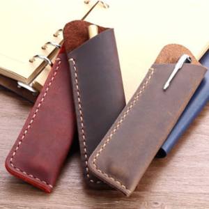 Étui à 2 stylos en cuir à Grain riche fabriqué en usine OEM pour le bureau et les cadeaux - Product Image 3