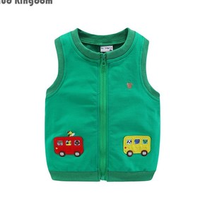 Gilets pour garçons momo, en tissu peigné respirant, extérieur polyester/coton, motif dessin animé, col rabattu, vêtements d'extérieur décontractés - Product Image 1