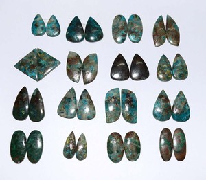 พลอยคู่ Chrysocolla Cabochon,พลอยแท้ฟรีไซส์สำหรับทำเครื่องประดับ DIY - Product Image 3
