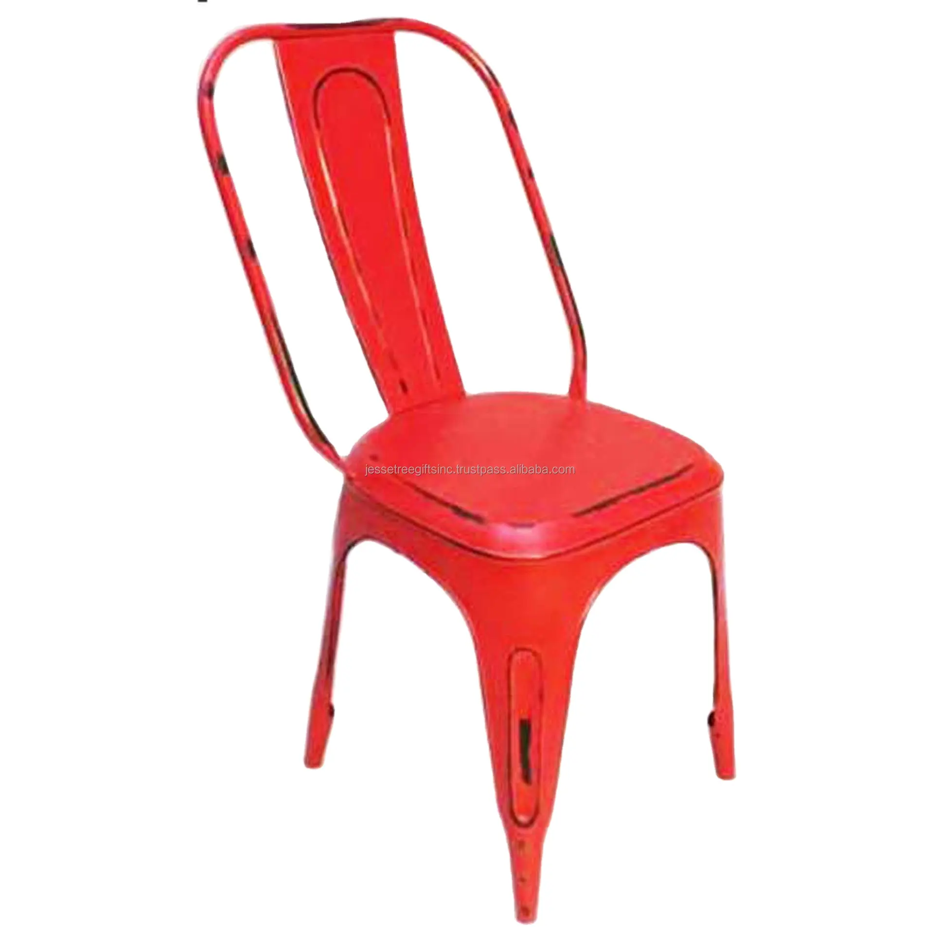 Metal Cadeira Ao Ar Livre Com Revestimento Em Pó Vermelho Acabamento Design Simples Boa Qualidade Forma Quadrada Para Sentado Preços por atacado
