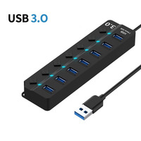 Multi USB 3.0 Hub Fast Speed 7 Port Switch Indicateur LED pour ordinateur portable PC