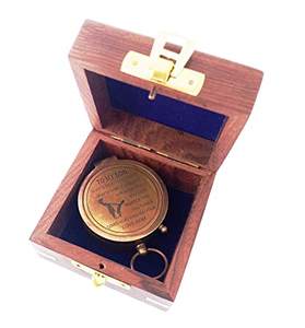 Mini boussole magnétique en laiton Antique, utilisé dans une boîte en bois, cadeau fait à la main avec un look brillant et étui Premium - Product Image 3