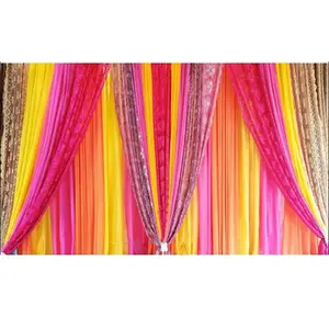 Rideaux d'arrière-plan colorés de scène Mehndi, brise-bise pour mariage indien, fond de nuit, étonnant - Product Image 1