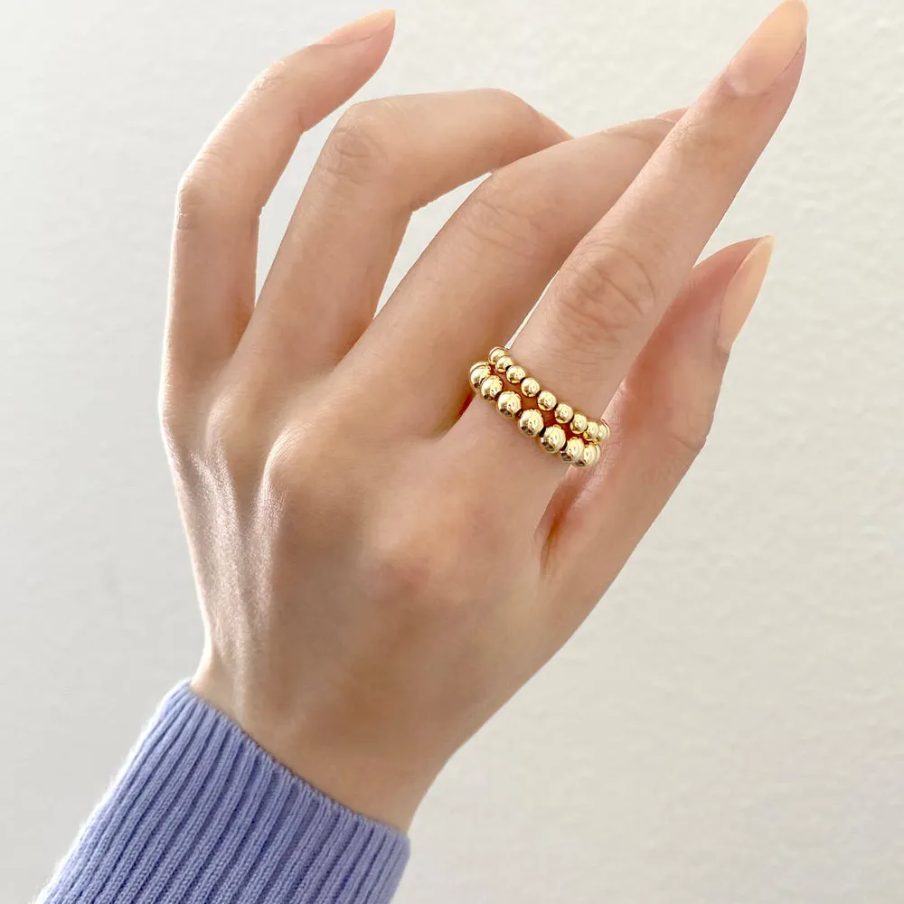 Dainty 18K Gold Filled Contas Empilhável Trecho Talão de Aço Inoxidável Anéis de Ouro Jóias Anéis