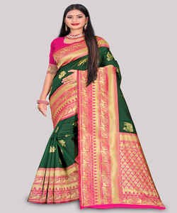 Sari de Jacquard de Seda Banarasi con Blusa, Ropa para Mujer, Fiesta, Festival, Uso Diario, Sari de Seda de Algodón Suave, Ropa al por Mayor a Bajo Precio - Product Image 5
