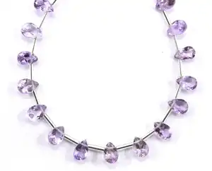 1股天然粉色紫水晶宝石31件刻面梨形切割石珠DIY珠宝制作