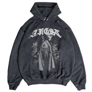 Ensemble de sweatshirt à capuche en coton éponge française imprimé DTG personnalisé 500 g/m² lavé à l'acide vintage - Product Image 1