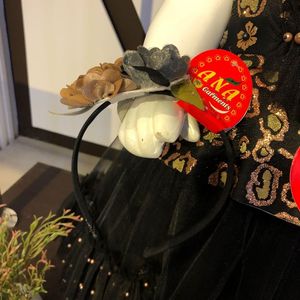 ชุดเดรสผ้าซาตินพิมพ์ลายดอกไม้สีดำมีสไตล์สำหรับเด็กผู้หญิงและทารกแรกเกิดชุดปาร์ตี้สำหรับเด็กฤดูใบไม้ผลิ - Product Image 3