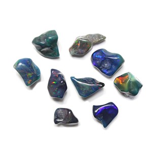 Lot de 9 pièces opale éthiopienne noire naturelle lisse forme brute pierre précieuse en vrac bague fabrication de bijoux pierre précieuse - Product Image 1