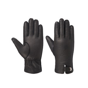 Guantes de cuero clásicos para conducir, ciclismo y motociclismo, de piel de oveja suave, casuales, a rayas, con detección táctil - Product Image 4