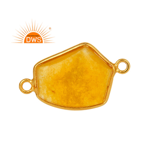 Conector de Aventurina amarilla, joyería de plata chapada en oro, venta al por mayor, Conector de joyería de plata 925 para mujer, regalo para ella - Product Image 1