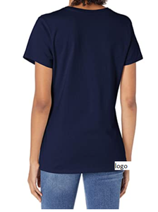 Camiseta de manga corta con cuello en V para mujer, ropa 100% de algodón importada a máquina - Product Image 5