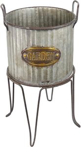 Juego de 3 macetas redondas de metal galvanizado para decoración del hogar únicas y especiales para decoración del hogar - Product Image 6