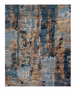 Tapis d'hôtel lavable en laine/soie abstraite moderne - Product Image 1