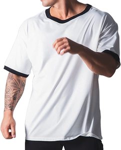 Venta al por mayor 100% algodón pesado personalizado hombres camisetas de gran tamaño de manga corta cuello redondo estilo Casual sólido microfibra para todos los días - Product Image 6