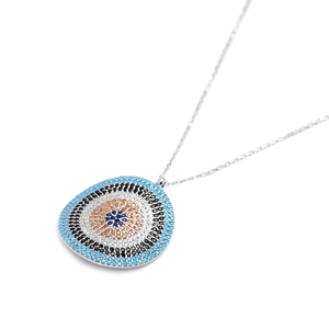 Pendentif rond en argent Sterling 925 fait à la main, bijoux pour femmes, mélange de pierres, vente en gros, offre spéciale - Product Image 1