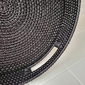 High Quality <b>Black</b> Rattan <b>Serving</b> <b>Tray</b> Round Shape for Tea Ramadan Eid and Restaurant Food <b>Serving</b> - Product Image 4