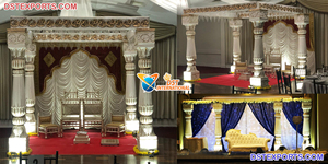 Decoración Tradicional Tamil para Bodas, Mandap Dorado para Bodas del Sur de la India, Mandapam Dorado con Pilares Jali, Mandap para Bodas en EE. UU. - Product Image 3
