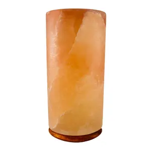 Elevate Your Space with Organic Rock Cylinder Himalayan Salt Lamp With Wooden Base & SS Screw from Sian Enterprises