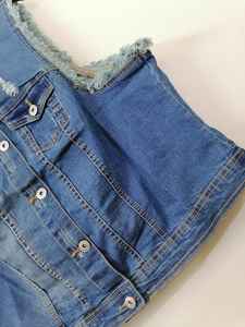 Top Quality with Cheap Price Distressed Ladies <b>Denim</b> <b>Vest</b> Branded Label Women <b>Vest</b> Jacket Bangladeshi Stock Lot - Product Image 4