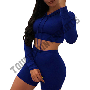 Short et sweat-shirt à capuche de couleur marron pour femmes, Streetwear, vente en gros, deux pièces - Product Image 4