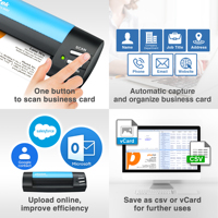 Plustek-escáner de tarjetas de negocios S602B, escáner de escaneo, reconocimiento y ahorro en 2 segundos Combinado con Software de tarjeta de negocios, solo Windows