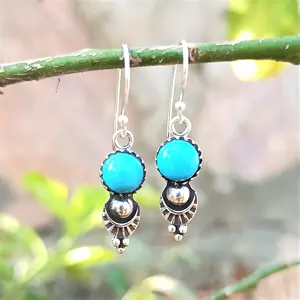 New Arrival 925 Sterling Silver Natural Gemstone Jewelry Daily Wear Turquoise Earrings At Wholesale Price