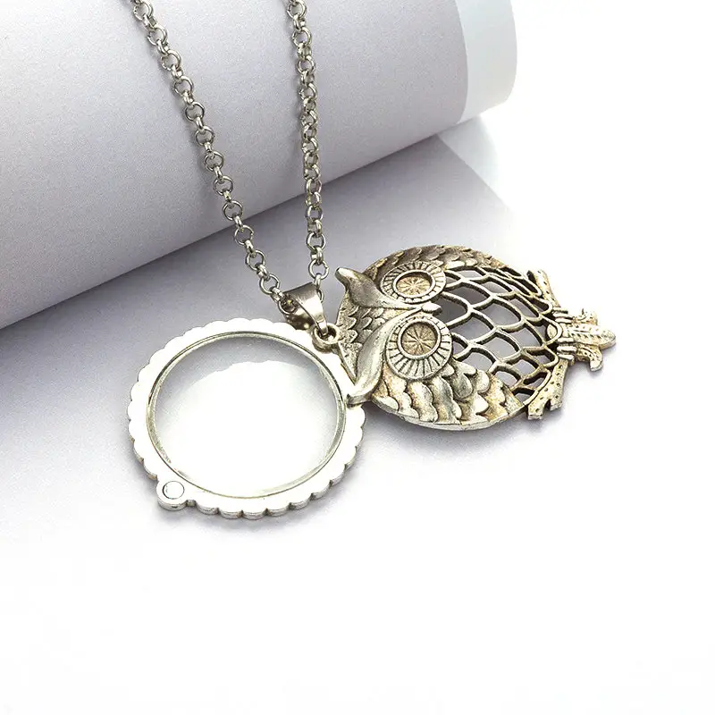 sweater jewelry vintage pendant reading magnifying glass necklace