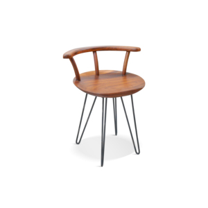 Silla de Comedor de Madera Suar Personalizada con Base de Metal, Diseño Clásico Natural, Silla de Salón para Hogar, Hotel, Sala de Estar - Product Image 1