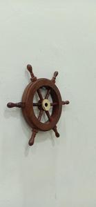 Style nautique 6 \ "roue de bateau en bois et laiton écologique poli décoration de la maison caisse cadeau modèle - Product Image 2