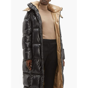 Piumino lungo da donna di alta qualità con cappuccio nero piumino Parka leggero per l'inverno - Product Image 6